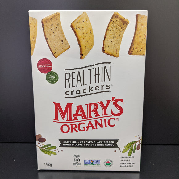 Mary's Real Thin Crackers - Olive Oil & Cracked Black Pepper